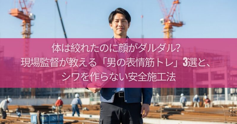 体は絞れたのに顔がダルダル？現場監督が教える「男の表情筋トレ」3選と、シワを作らない安全施工法