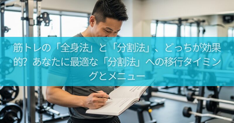 筋トレの「全身法」と「分割法」、どっちが効果的？あなたに最適な「分割法」への移行タイミングとメニュー