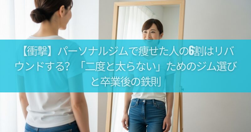 【衝撃】パーソナルジムで痩せた人の6割はリバウンドする？「二度と太らない」ためのジム選びと卒業後の鉄則