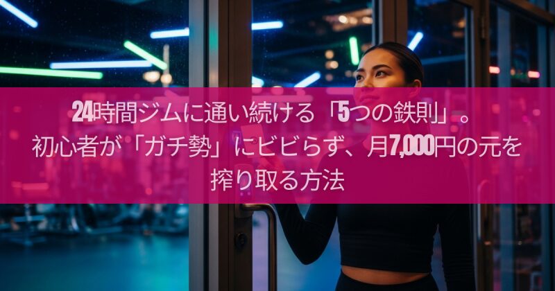 24時間ジムに通い続ける「5つの鉄則」。初心者が「ガチ勢」にビビらず、月7,000円の元を搾り取る方法