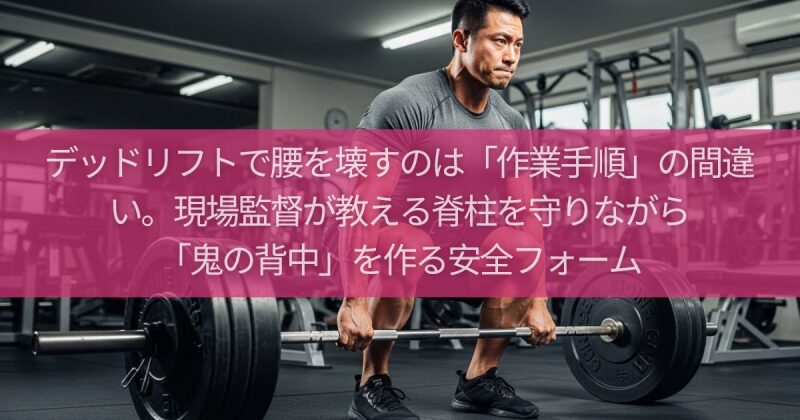 【腰痛回避】デッドリフトで腰を壊すのは「作業手順」の間違い。現場監督が教える脊柱を守りながら「鬼の背中」を作る安全フォーム